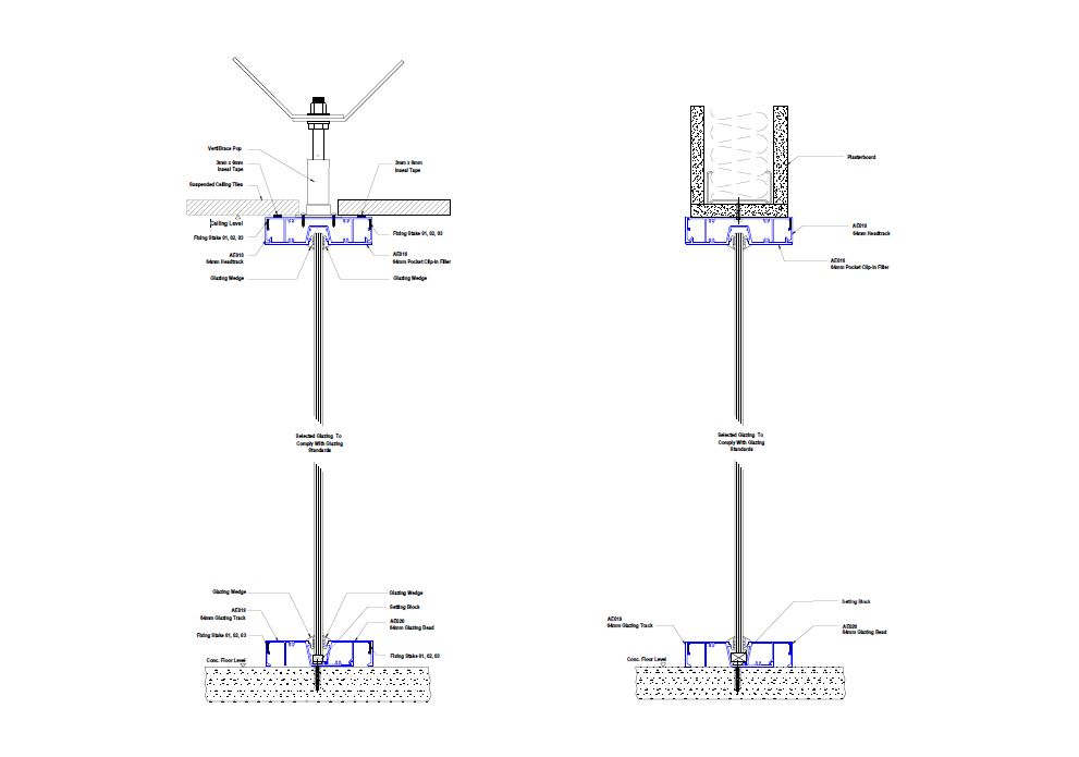 E64-03 64mm Full height Glazing Section